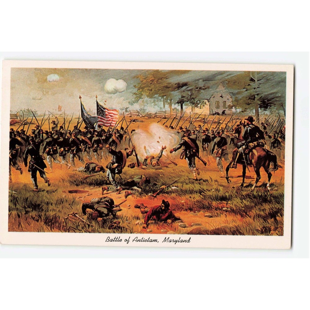 Battle of Antietam Maryland Civil War Postcard L Prang Chromolithograph Repro